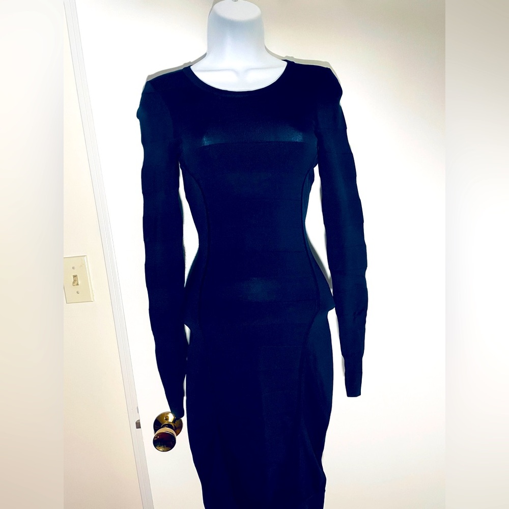 French Connection bandage ribbed bodycon dress
